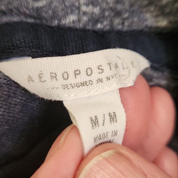 Aeropostale navy blue women's medium hooded sweatshirt with crocheted cuffs - Picture 5 of 8